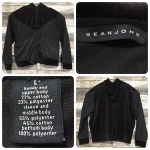 Sean John velour blend hoodie women’s size L black full zip relaxed fit